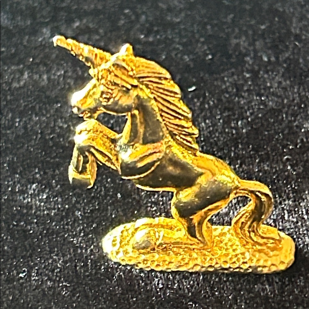 Gold Tone on Pewter Unicorn Miniature Standing Figurine